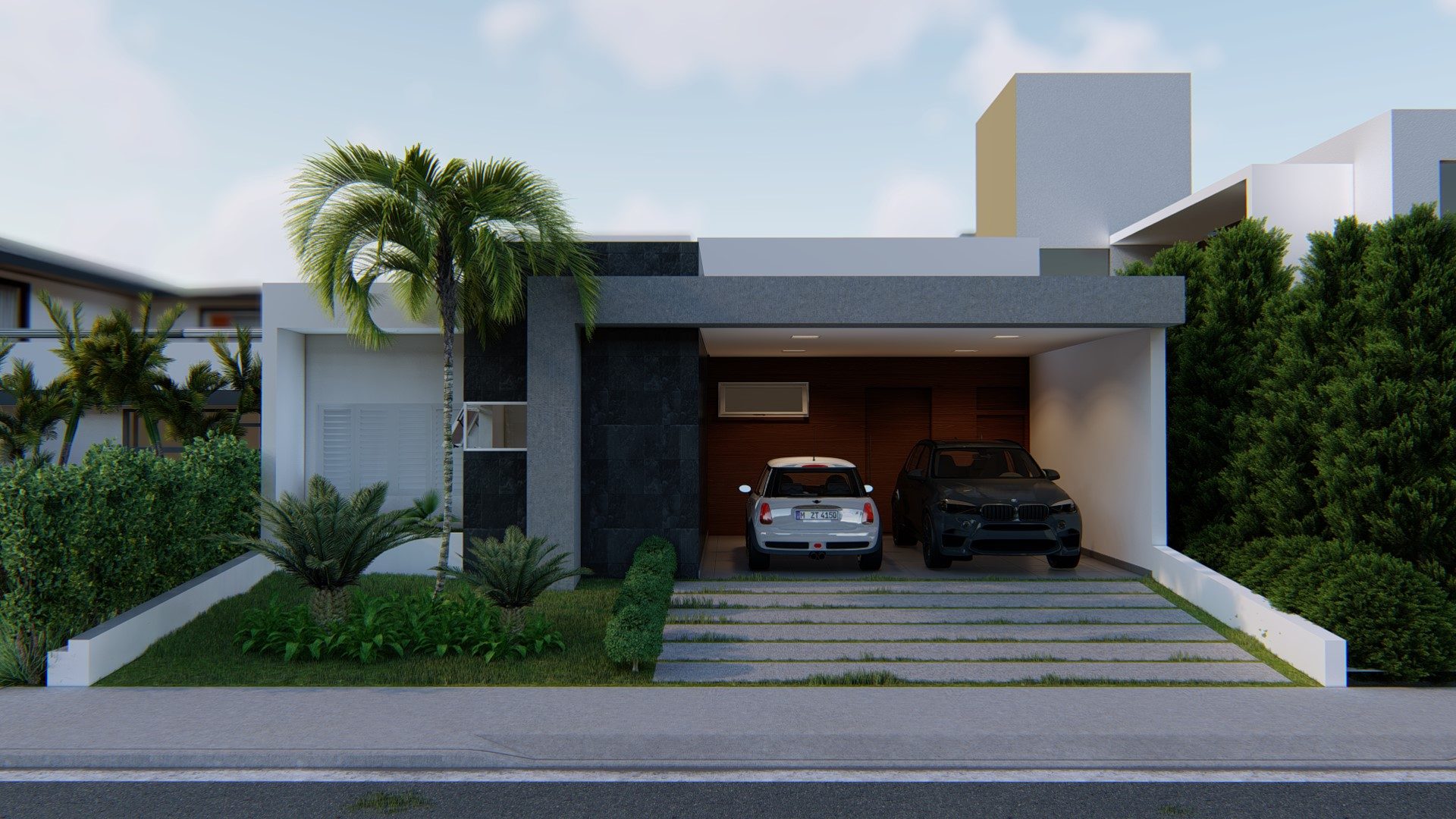 Fachada de residência contemporânea projetada pela Freire & Mattos